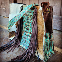Load image into Gallery viewer, Box Handbag w/ Turquoise Chateau fringe