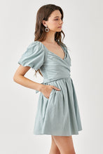 Load image into Gallery viewer, CHRISTINE CROSS WRAP FRONT PUFF SLEEVE DRESS