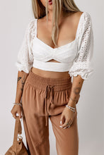 Load image into Gallery viewer, Eyelet Sweetheart Neck Cutout Crop Top
