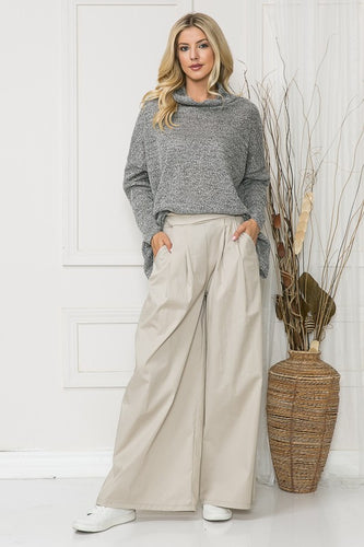 KENNEDY Cotton Wide Leg Pants with Side Pockets