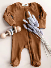 Load image into Gallery viewer, Ribbed Zip Up Long Sleeve Jumpsuit