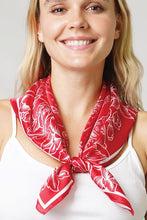 Load image into Gallery viewer, Floral Bandana Print Satin Scarf Wrap