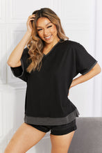 Load image into Gallery viewer, Blumin Apparel Full Size Tell Me A Story Rib Contrast V-Neck Top