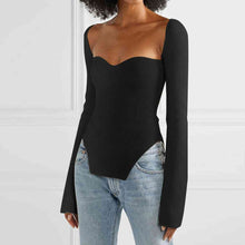 Load image into Gallery viewer, Sweetheart Neck Long Sleeve Knit Top