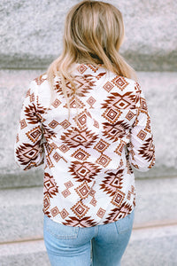 Pumpkin Crisp Aztec Collared Neck Long Sleeve Shirt