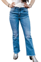 Load image into Gallery viewer, Seam Detail Raw Hem High Waist Flare Jeans
