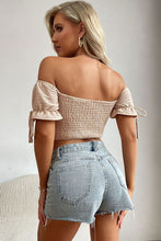 Load image into Gallery viewer, Smocked Off-Shoulder Cropped Top