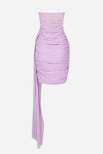 Load image into Gallery viewer, Strapless Ruched Cascading Detail Dress