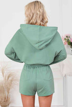 Load image into Gallery viewer, Drawstring Waist Hooded Romper with Pockets