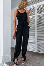 Load image into Gallery viewer, Tie Detail Side Slit Jumpsuit