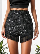 Load image into Gallery viewer, Fringe Sequin Mid-Rise Waist Shorts