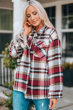 Load image into Gallery viewer, Double Take Plaid Button Front Shirt Jacket with Breast Pockets