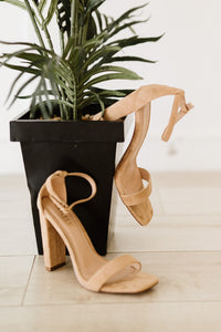 KAYLEEN Standing Tall Square Toe Block Heel Sandals in Taupe