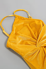 Load image into Gallery viewer, Velvet Twisted Asymmetrical Fringe Hem Dress
