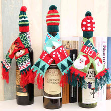 Load image into Gallery viewer, Christmas Hat and Scarf Wine Bottle Decoration