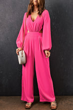 Load image into Gallery viewer, Balloon Sleeve Cutout Plunge Jumpsuit