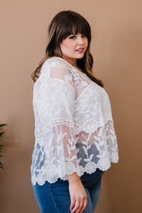 Lace Oasis Full Size Run Bell Sleeve Top