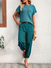 Load image into Gallery viewer, Round Neck Raglan Sleeve Tee and Long Pants Set