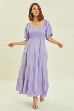 Load image into Gallery viewer, HEYSON Puff Sleeve Tiered Ruffled Poplin Dress