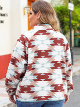 Load image into Gallery viewer, Plus Size Geometric Snap Down Long Sleeve Jacket