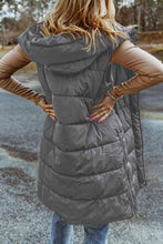 Load image into Gallery viewer, Longline Hooded Sleeveless Puffer Vest