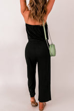 Load image into Gallery viewer, Belted Strapless Wide Leg Jumpsuit