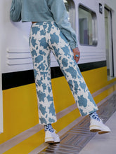 Load image into Gallery viewer, Cow Print Lace-Up Straight Leg Pants
