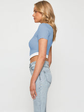 Load image into Gallery viewer, Contrast Trim Pointed Hem Ribbed Crop Top