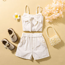 Load image into Gallery viewer, Contrast Stitching Bow Detail Cami and Shorts Set