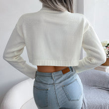 Load image into Gallery viewer, Mixed Knit Turtleneck Cropped Sweater