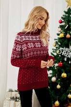 Load image into Gallery viewer, Christmas Snowflake Fair Isle Turtleneck Sweater