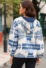 Load image into Gallery viewer, Drawstring Geometric Dropped Shoulder Hoodie