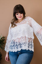 Load image into Gallery viewer, Lace Oasis Full Size Run Bell Sleeve Top