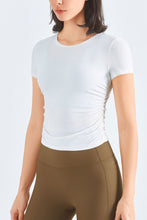 Load image into Gallery viewer, Ruched Round Neck Sports Top