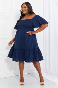 Davi & Dani Full Size Let's Laugh Smocked Bow-Look Back Dress