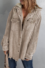 Load image into Gallery viewer, Snap Front Hooded Corduroy Shacket