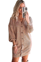 Load image into Gallery viewer, Sweater Weather V-Neck Dropped Shoulder Cardigan Dress