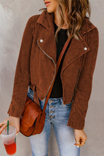 Load image into Gallery viewer, Belted Zip-Up Corduroy Jacket