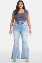 Load image into Gallery viewer, BAYEAS Full Size Distressed Raw Hem High Waist Flare Jeans