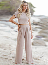 Load image into Gallery viewer, Short Sleeve T-Shirt and Wide Leg Pants Set