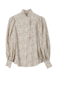 Stella Stand collar floral frill blouse