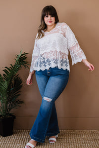 Lace Oasis Full Size Run Bell Sleeve Top