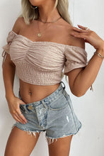 Load image into Gallery viewer, Smocked Off-Shoulder Cropped Top