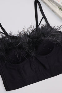 Feather Trim Strappy Bustier