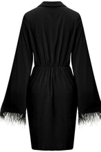 Load image into Gallery viewer, Feather Detail Tulip Hem Johnny Collar Dress