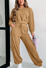 Load image into Gallery viewer, Waffle-knit Top and Drawstring Joggers Set