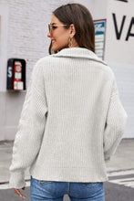 Load image into Gallery viewer, Half Zip Mixed Knit Collared Sweater