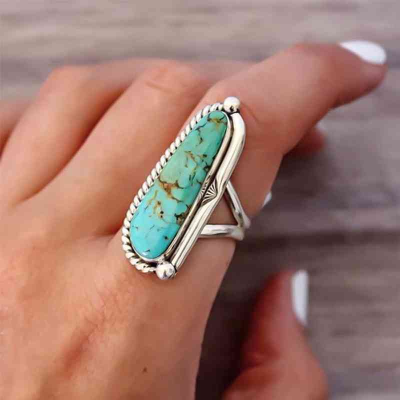 Artificial Turquoise Alloy Ring