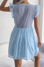 Load image into Gallery viewer, Swiss Dot Deep V Ruffle Shoulder Mini Dress