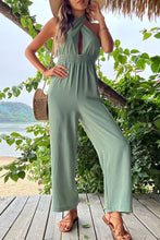 Load image into Gallery viewer, Smocked Waist Halter Neck Jumpsuit